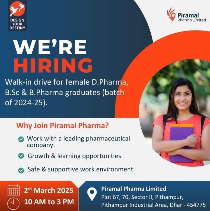 Piramal Pharma Ltd - Walk-in for Freshers on 2nd March 2025