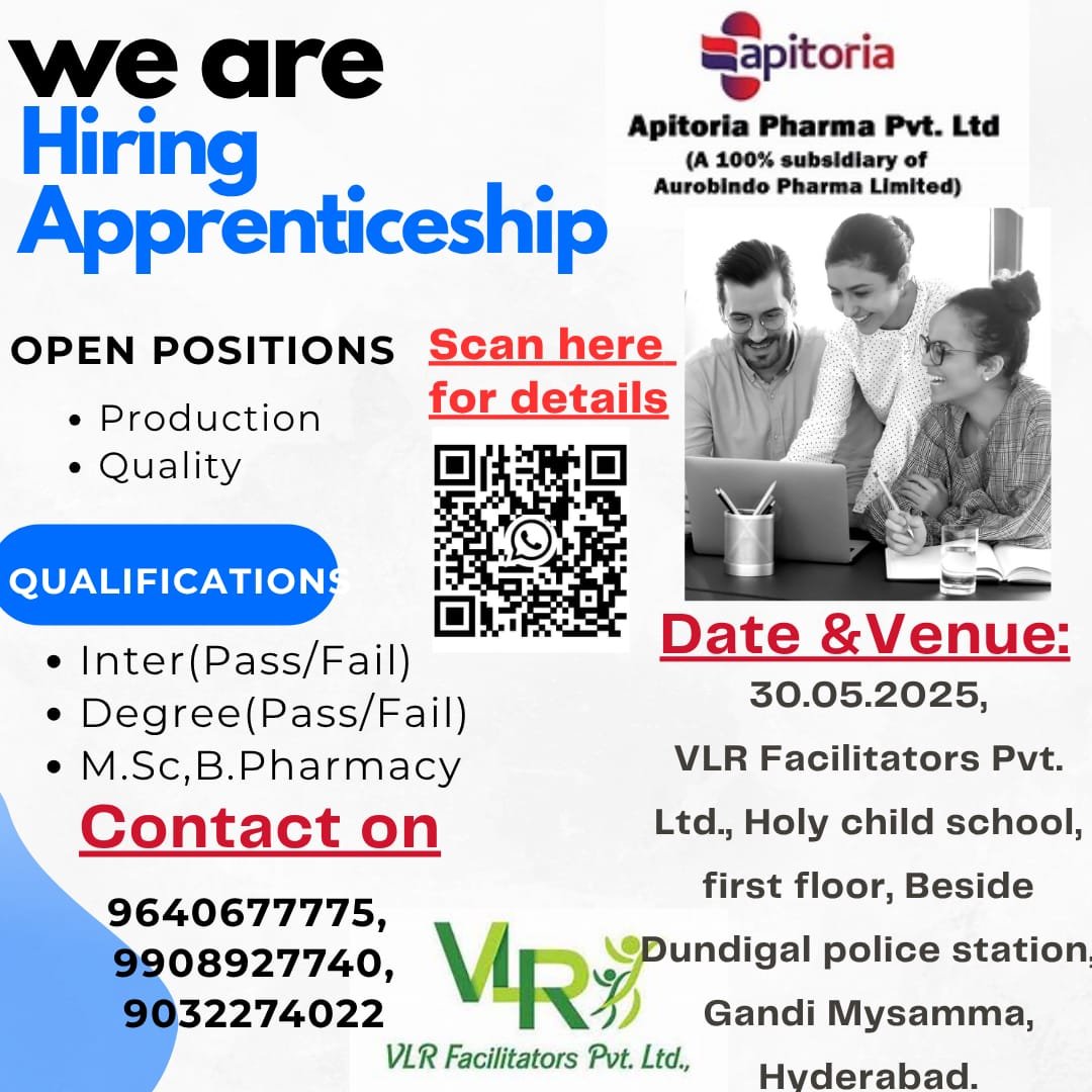 Apitoria Pharma - Walk-in interview for Freshers on 30th May 2025