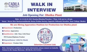 Cadila Pharmaceuticals - Walk-in for Freshers on 19th & 20th May 2025